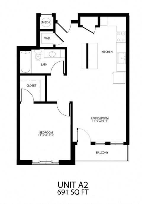 the floor plan of unit a1 is shown in this drawing